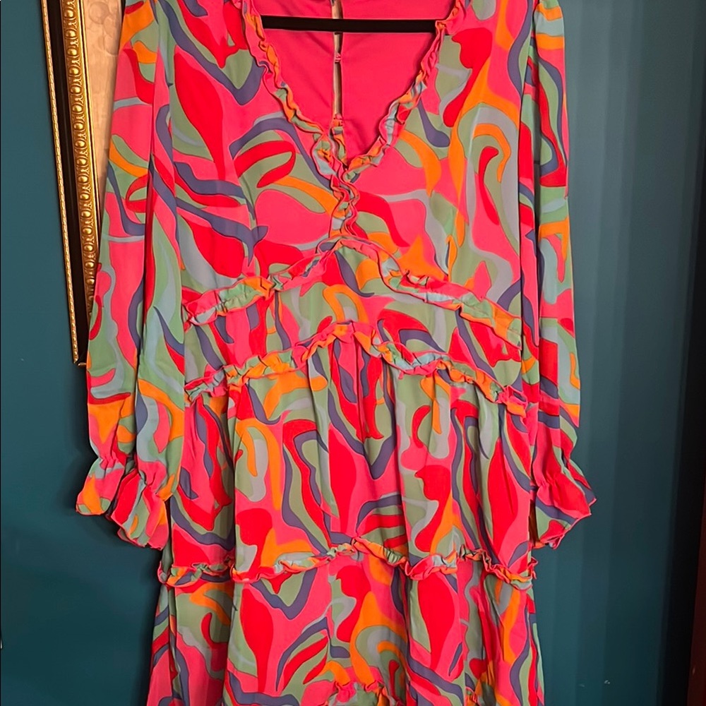 Colorful Abstract Long Sleeve Dress